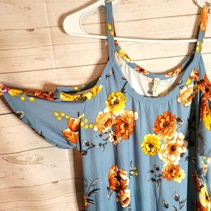 Motherbee maternity floral dress maxi medium blue